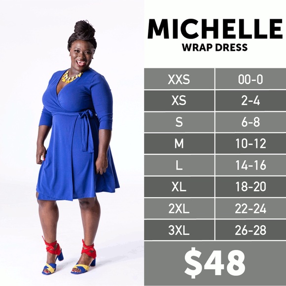 LuLaRoe Brown and Black Patterned Michelle Wrap Dress - Picture 8 of 8